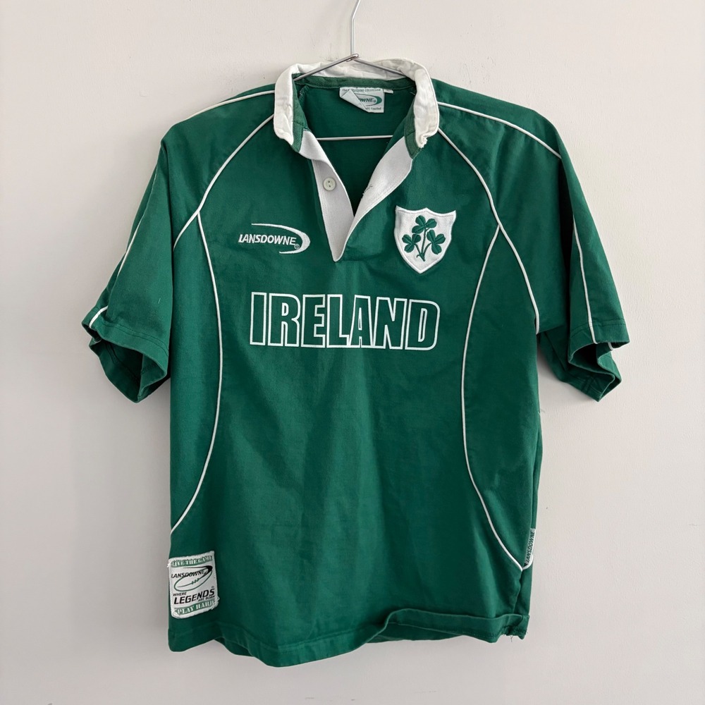 Lansdowne Ireland Rugby Shirt Mens Medium Green Short Sleeve Polo Sport